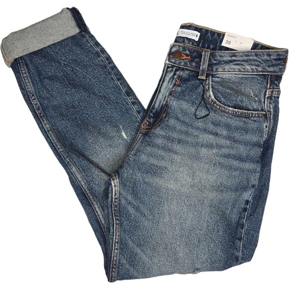 Zara Relaxed Fit Low Rise Distressed Ankle Jeans Size 6 - Picture 2 of 11